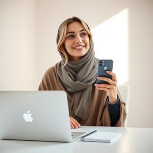 کارشناس خانم کسب و کار در حال ایده پردازی برای ساخت اپلیکیشن